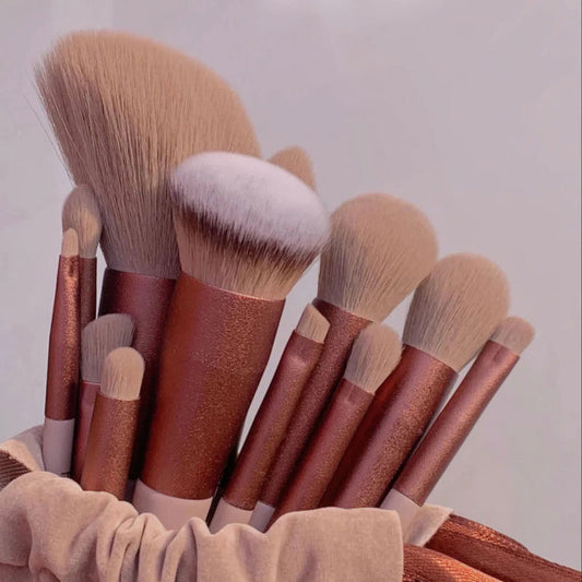 Soft Fluffy Makeup Brushes Set 13Pcs - Golden Buy